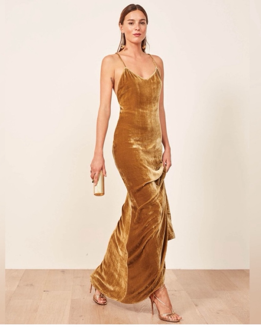 Reformation Natalie Velvet Dress by Reformation - Pickle