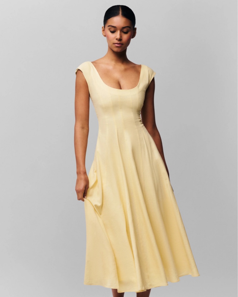 chinese dress ladies Guizio Lina Midi Dress Honey Butter / M