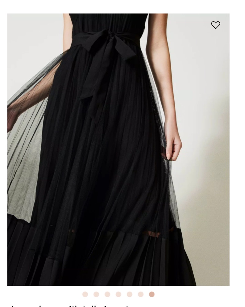 Twinset Black Tulle/Pleated Maxi Dress by TWINSET - Pickle