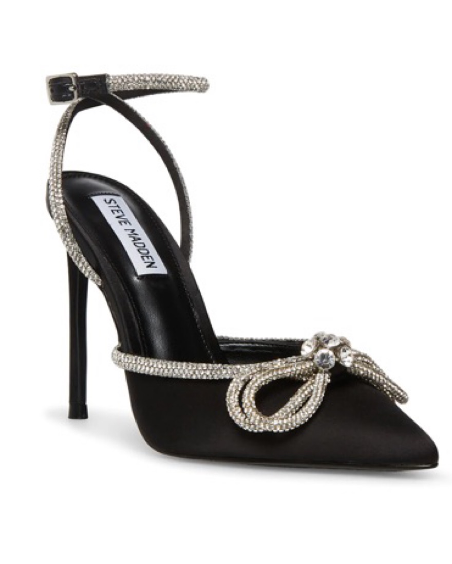 Steve Madden Black Rhinestone Bow Heels - Image 2