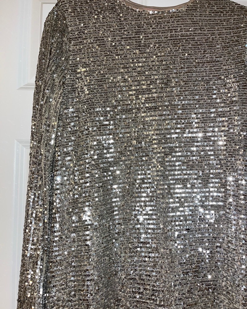 sequin festival dress plus size Final Sale Plus Size Sleeveless Sequin Gown with Front High Slit in Silver main image 1