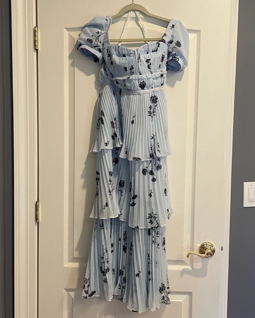 Self Portrait | Blue Floral Midi Dress - Image 3