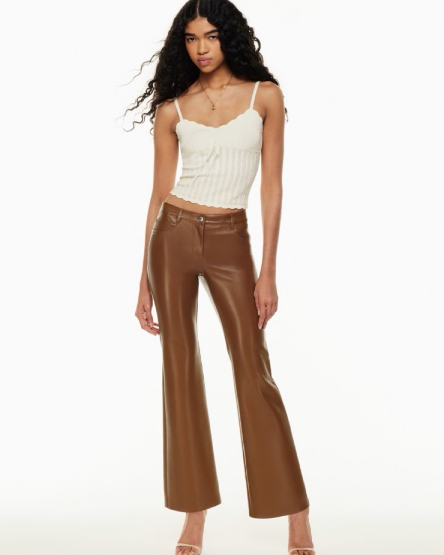 Aritzia Brown Vegan Leather Pants - Image 1