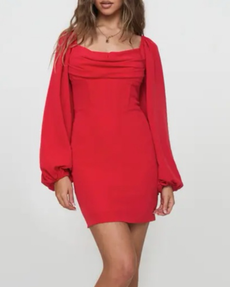 Red Long Sleeve Dress - Image 2