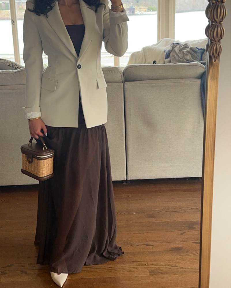 knee length dresses for ladies Viola Brown Long Sleeve Mini Dress - US 10 main image 1