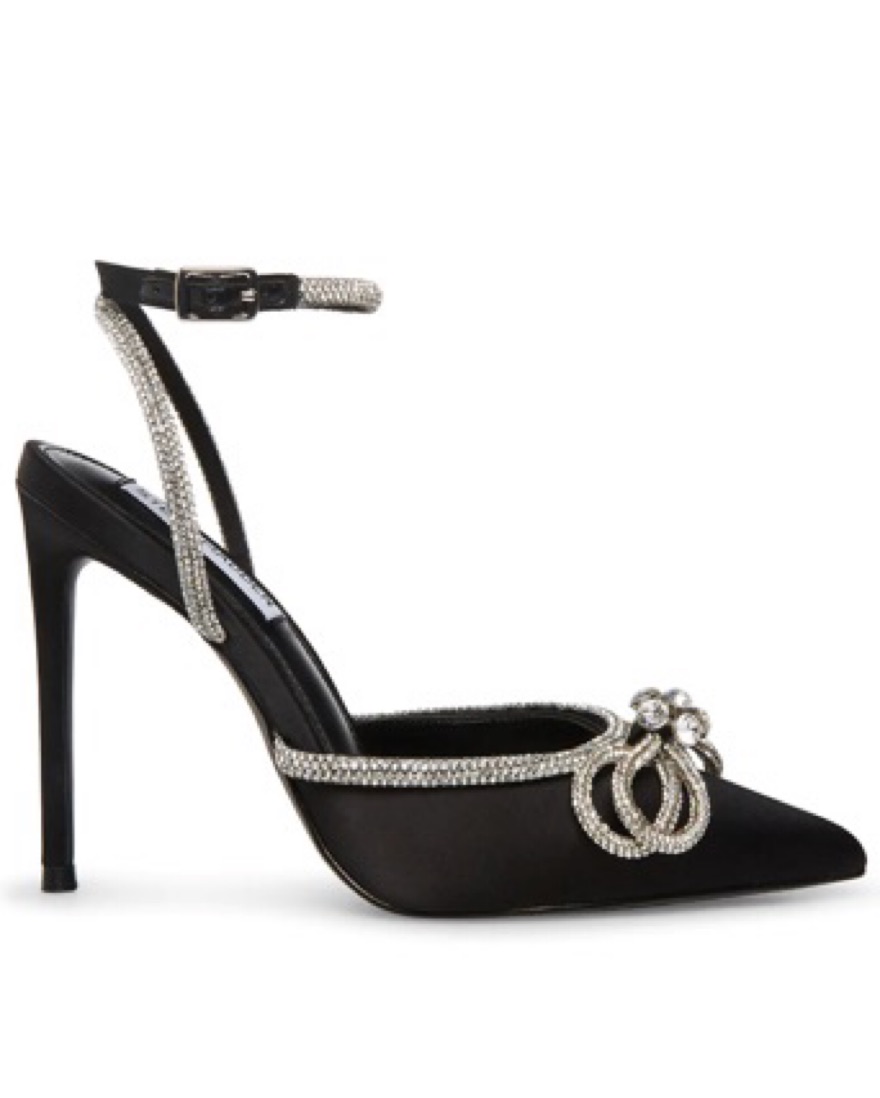 Steve Madden Black Rhinestone Bow Heels - Image 1