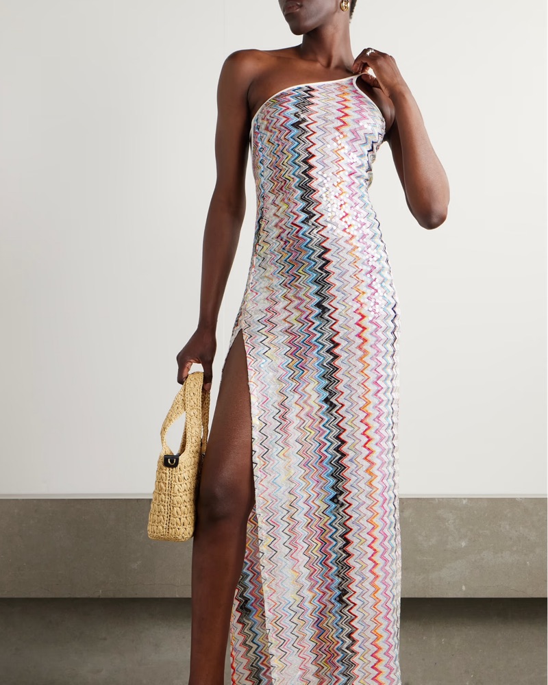 Missoni One Shoulder Zigzag Sequin Dress by Missoni - Pickle