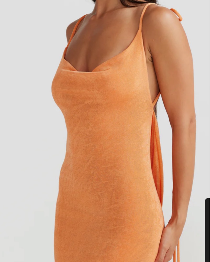 orange backless maxi dress Noelia Textured Jersey Open Back Maxi Dress in Fiery Red
