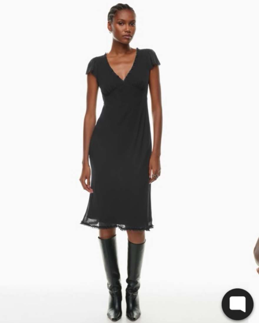 knee length dresses for ladies Aritzia Contour Black One Shoulder Double-layer Midi Dress –  famousbrandstrading main image 1