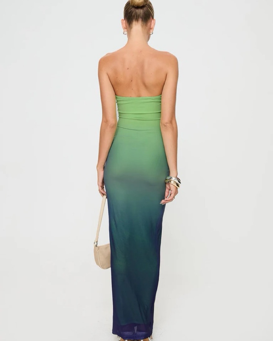 green and blue ombre dress Amares Halter Fringe Ombre Mini Dress – VICI