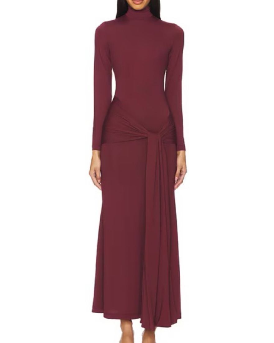 Alix Maxi Tie-Front Dress in Deep Plum by Bardot - Pickle