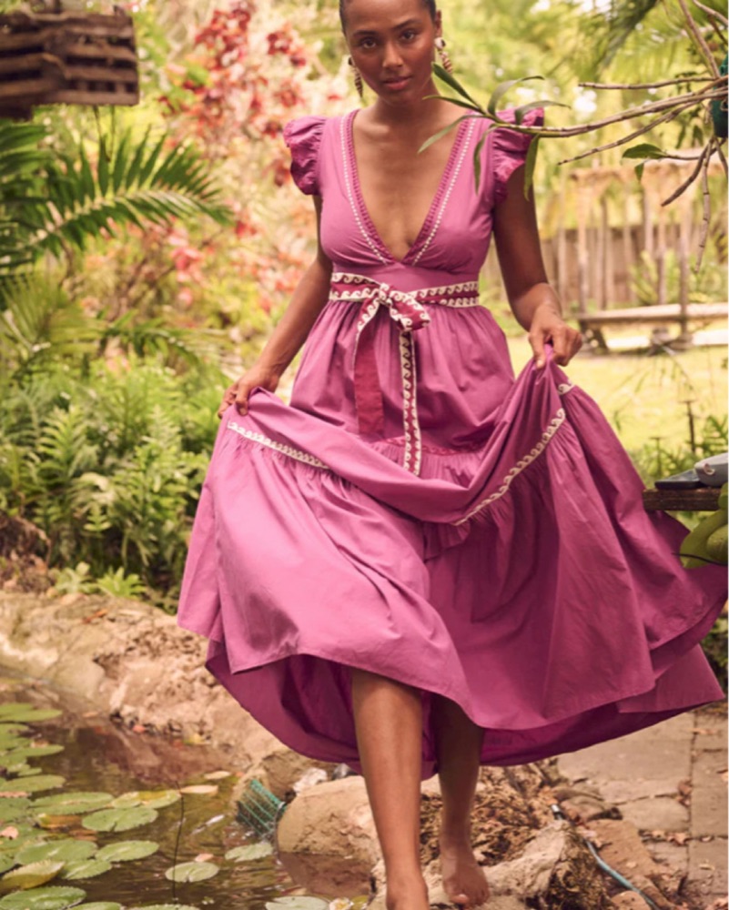 Vibrant Fuchsia Tiered Maxi Dress by Carolina K - Pickle