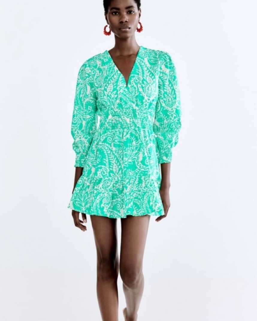 slim fit dress slacks Zara Cross Waist Jersey Dress-Hunter Green, Ikat main image 0