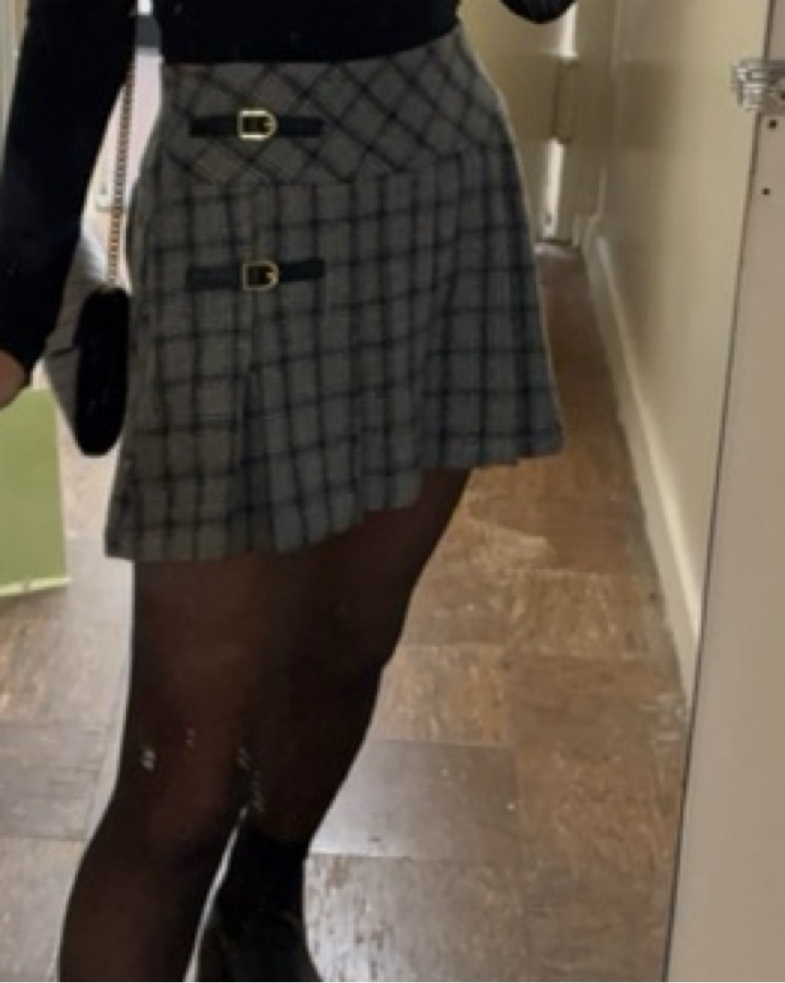 Gray Plaid Skirt  - Image 1