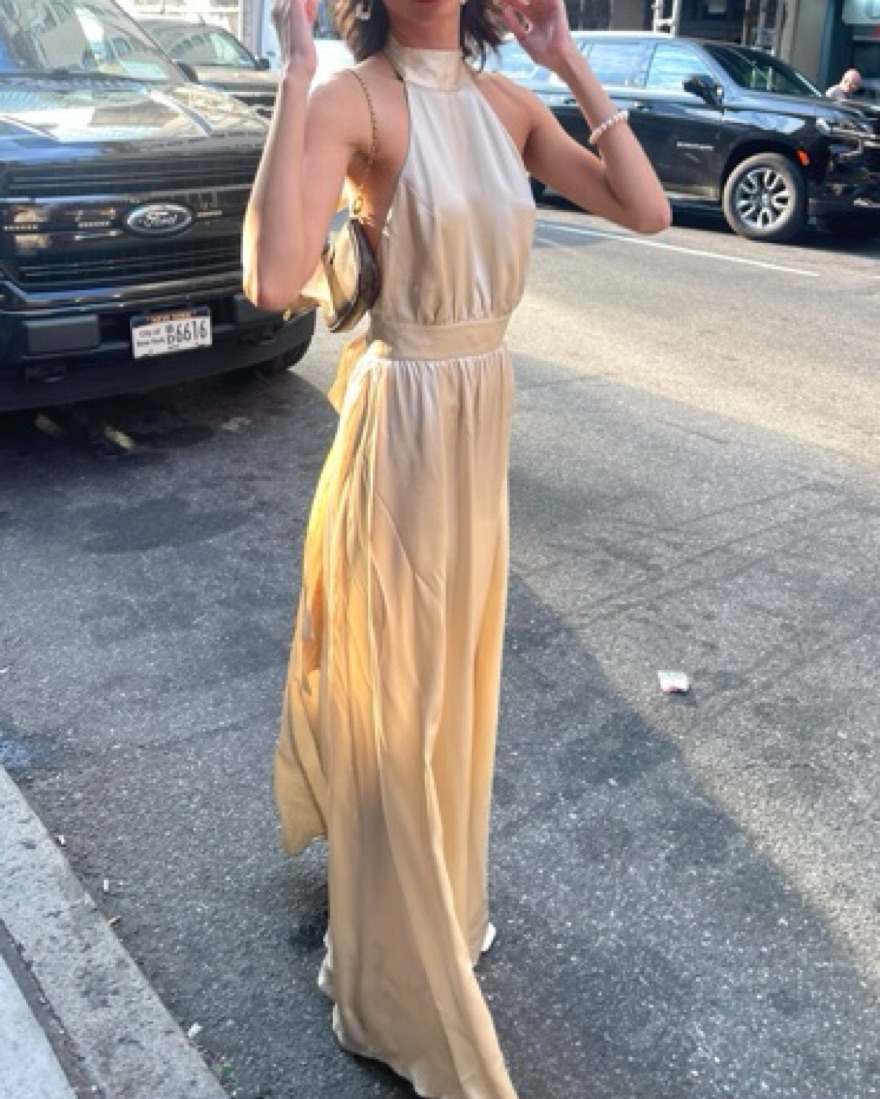 white christmas dresses Karrie Embroidered Midi Dress in Champagne main image 0