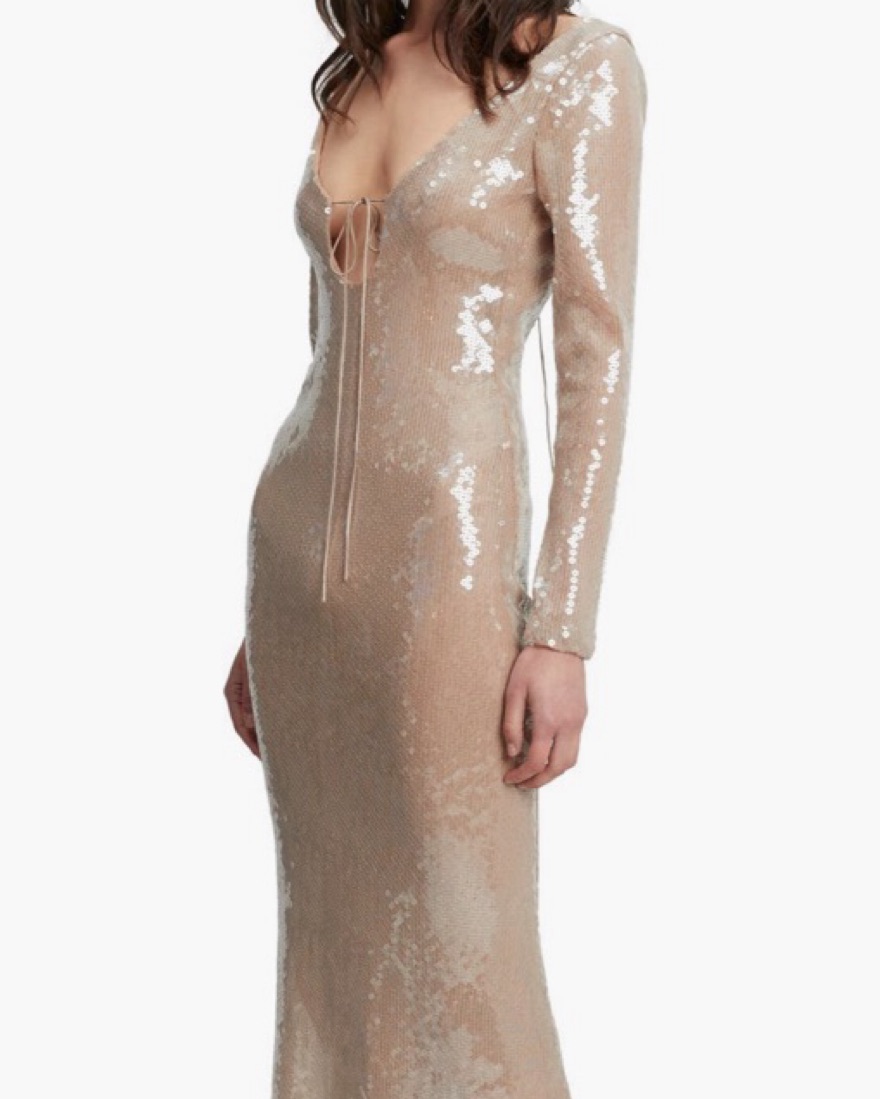 chinese dress ladies Verona Sequin Maxi Dress - Nude