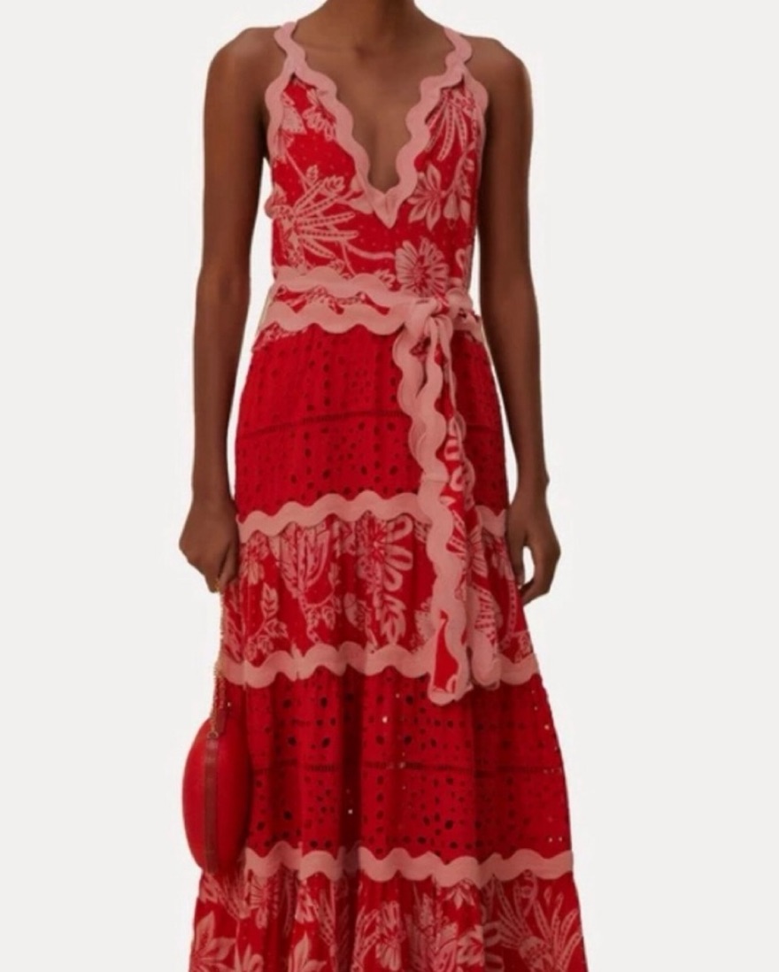 Farm Rio Flowerful Birds Red Mix Midi by FARM RIO - Pickle