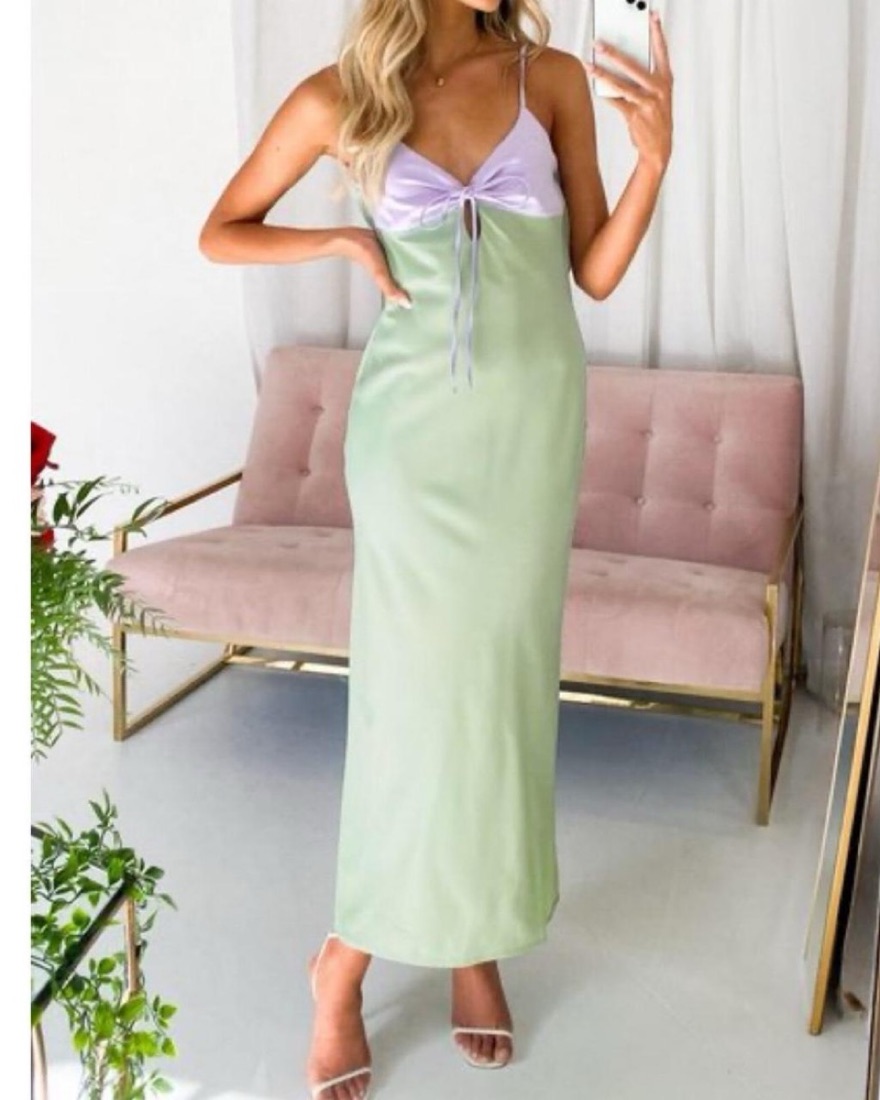 slim fit dress slacks Daphne Sage Satin Mini Dress - 12 main image 0