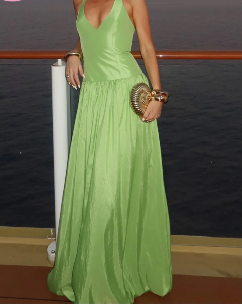 green emerald velvet dress La Lune Plunged Cross Back Maxi Dress | Key Lime | Dresses