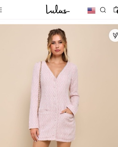 Tweed Pink & White Blazer Dressh - Image 3