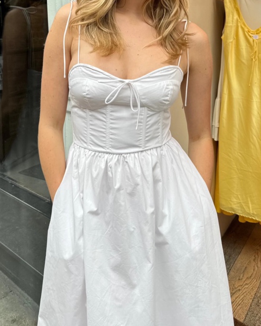 White Maxi Midi Dress Tie Strap by Loucia - Pickle