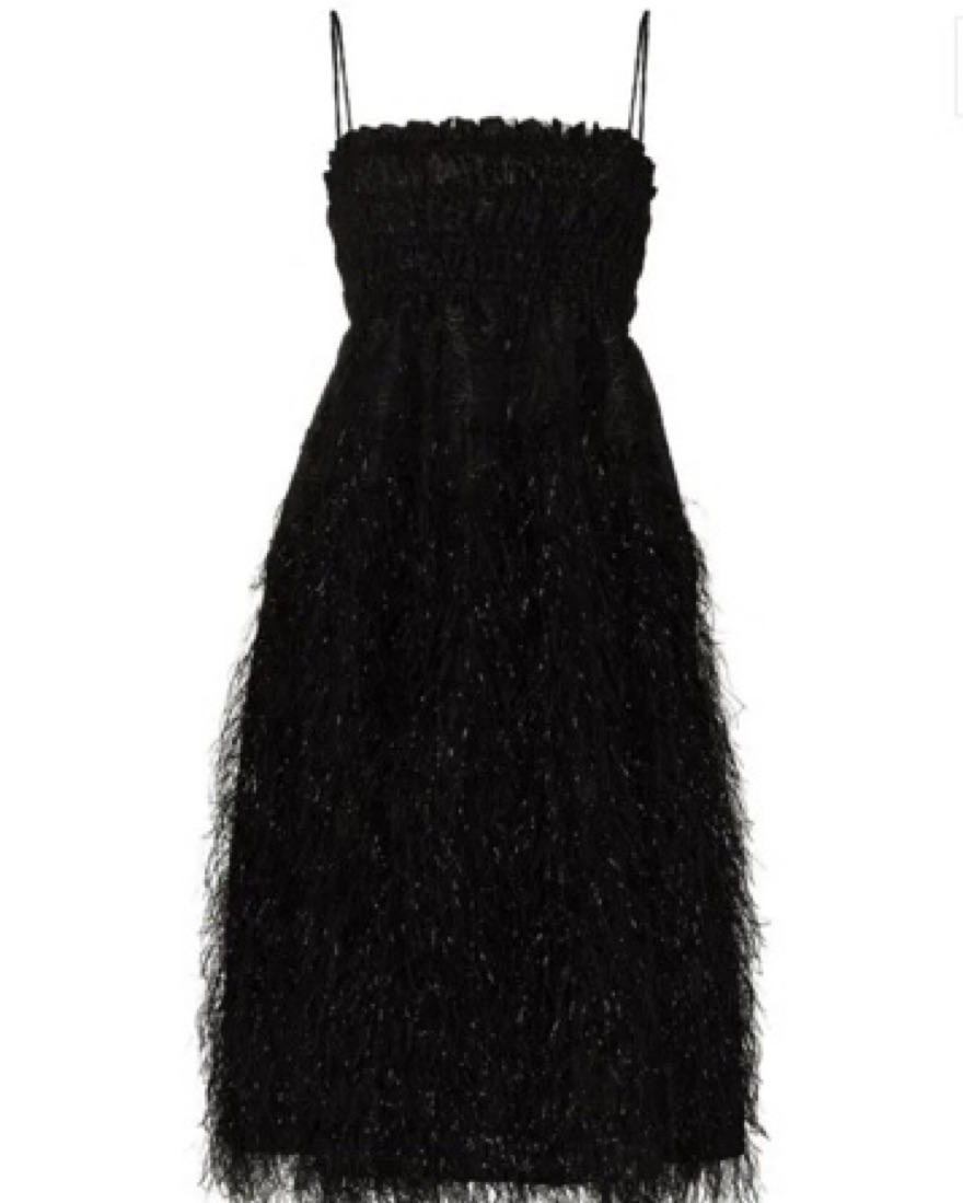 GANNI Feather Detailing Midi Dress - Image 3
