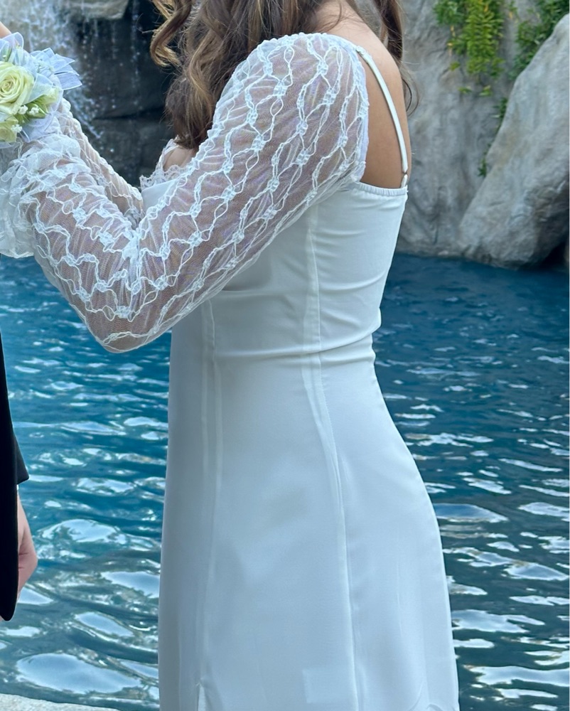 open lace back dress Princess Polly Women's Aubriella Lace Long Sleeve Minidress - White main image 0