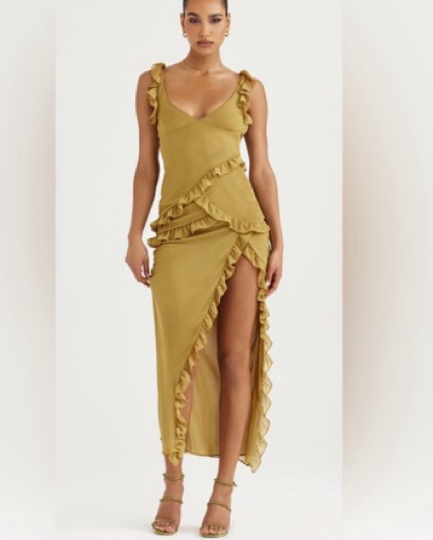 House of CB Pixie Olive Ruffle Dress - Image 2