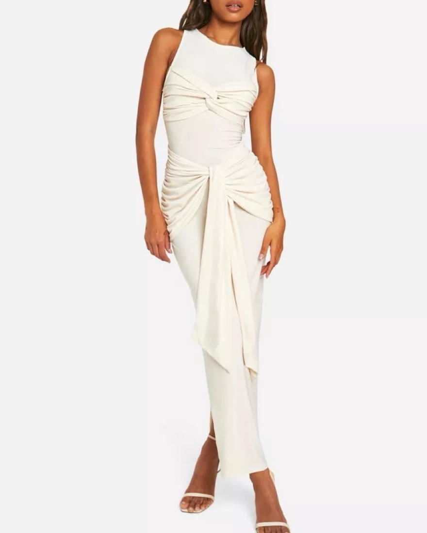 Boohoo Ruched Twist Maxi Dress by Boohoo - Pickle
