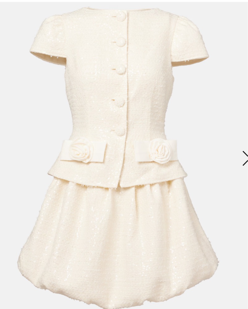 Ivory Tweed Mini Dress by Self Portrait - Pickle