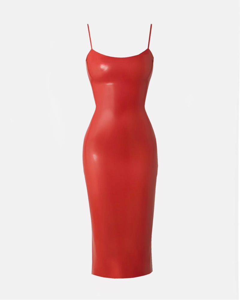 Poster Girl WHISTLE LATEX MIDI DRESS RED by Poster Girl - Pickle