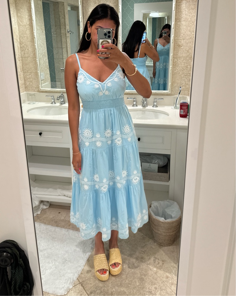 Light Blue Embroidered Midi Dress by Lilly Pulitzer - Pickle