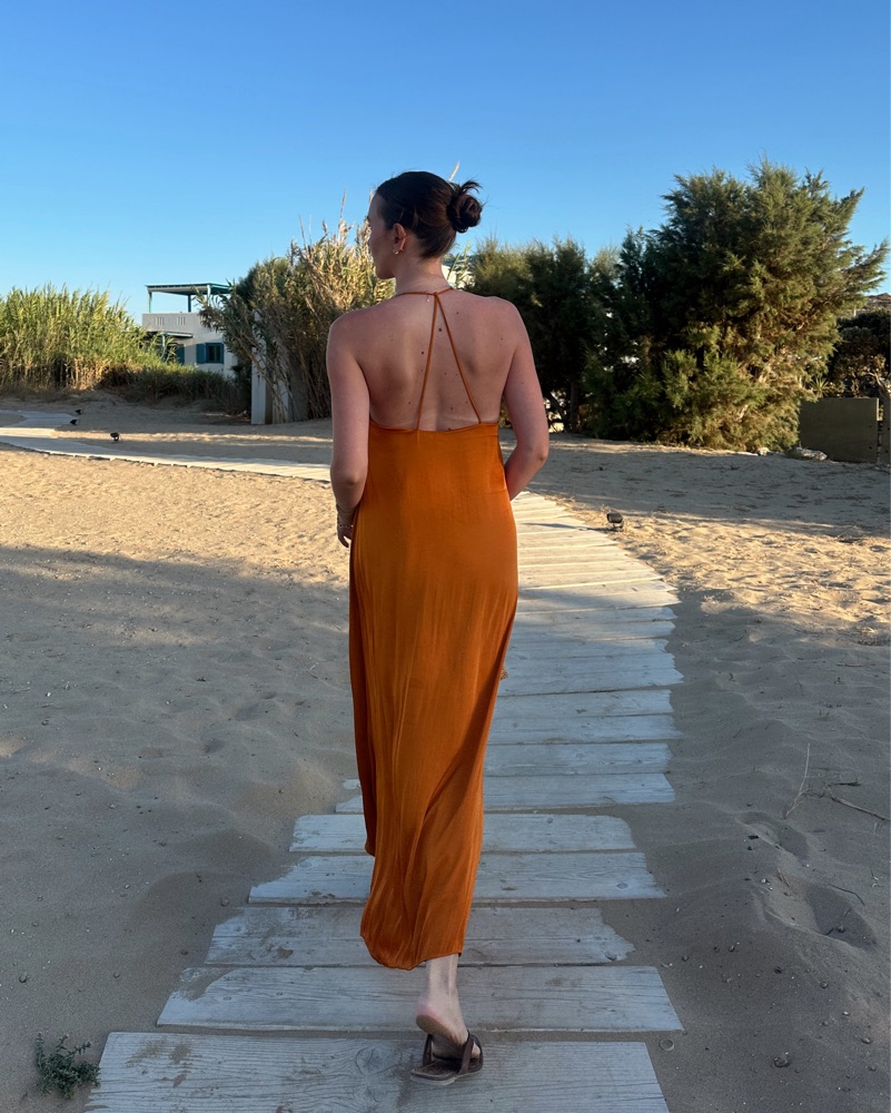 green emerald velvet dress Orange Halter Flowy Maxi Dress
