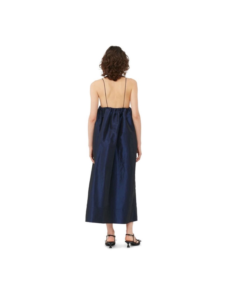 Metallic Blue Ganni Taffeta Dress by Ganni - Pickle