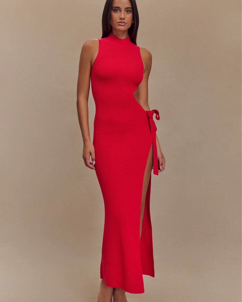 fitted lace wedding dress Adam Jones Maxi Cut Out Knit Dress at SoirVintage – SOIR main image 0