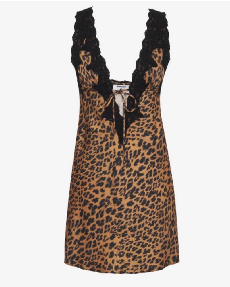 Leopard Print Lace Trim Dress by Rumored - Pickle