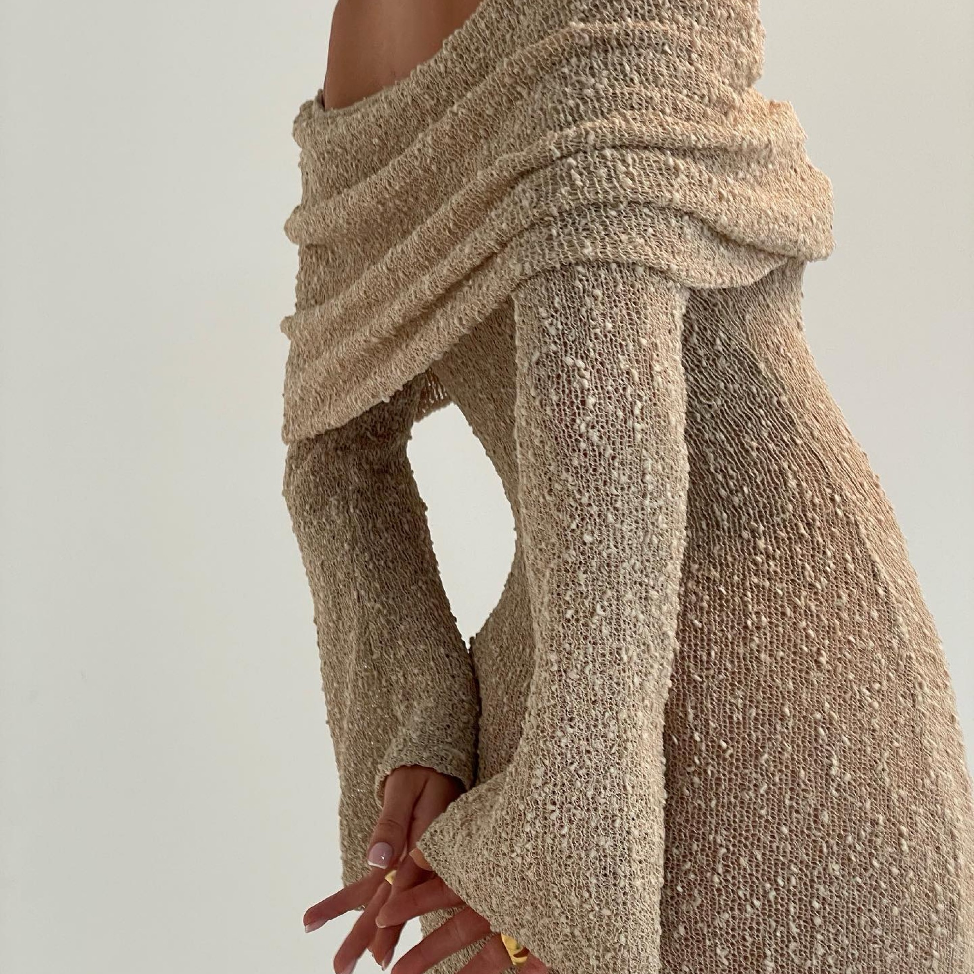Meshki Off Shoulder Boucle Maxi Dress by Meshki - Pickle