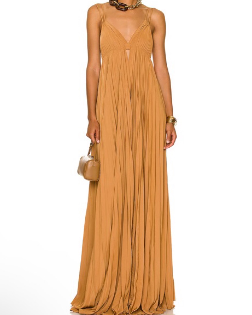 open lace back dress ALC Aries Pleated Maxi Dress in Mandarin Orange
