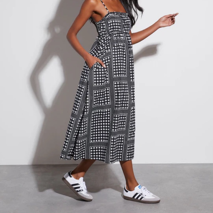 Coraine Cotton Printed Midi Dress - XS by Vici Collection - Pickle