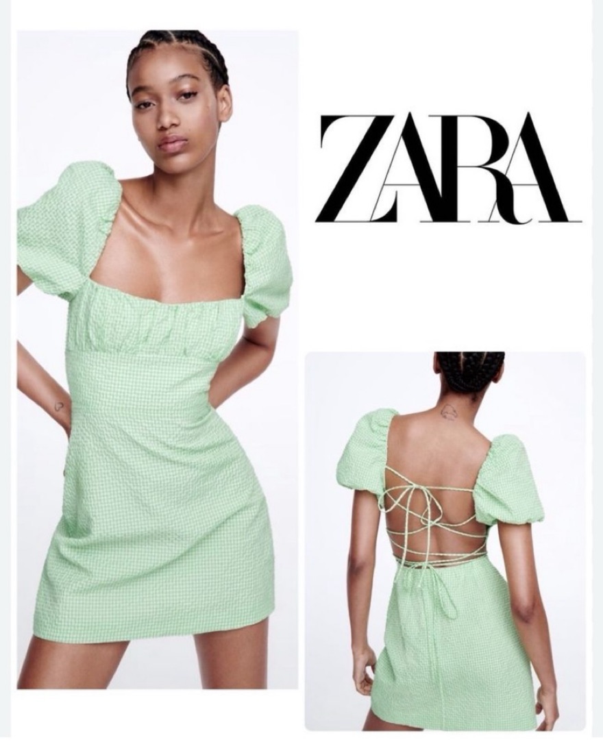 Zara Mini Puff Sleeve Dress by Zara - Pickle
