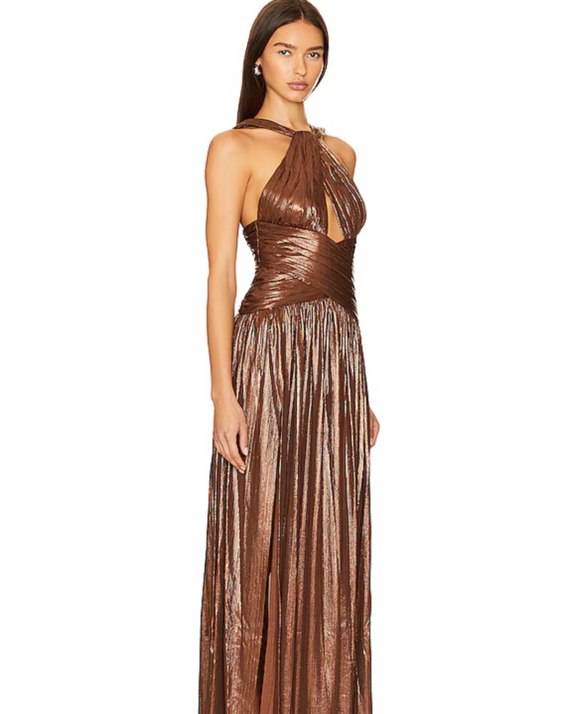 Retrofete Salem Metallic Brown Gown by Retrofete - Pickle
