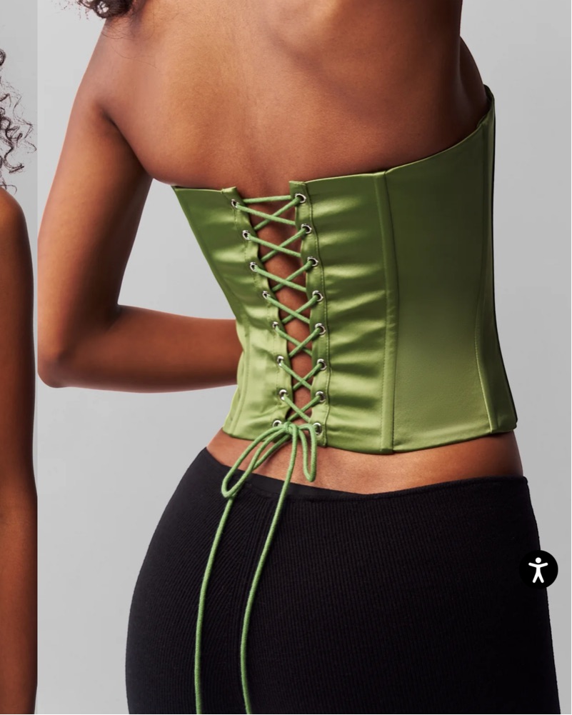 Danielle Guizio Satin Corset In Jardin by Danielle Guizio - Pickle