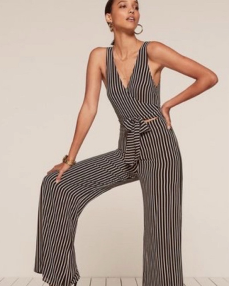 Chic Striped Jumpsuit with Cutouts - Image 1