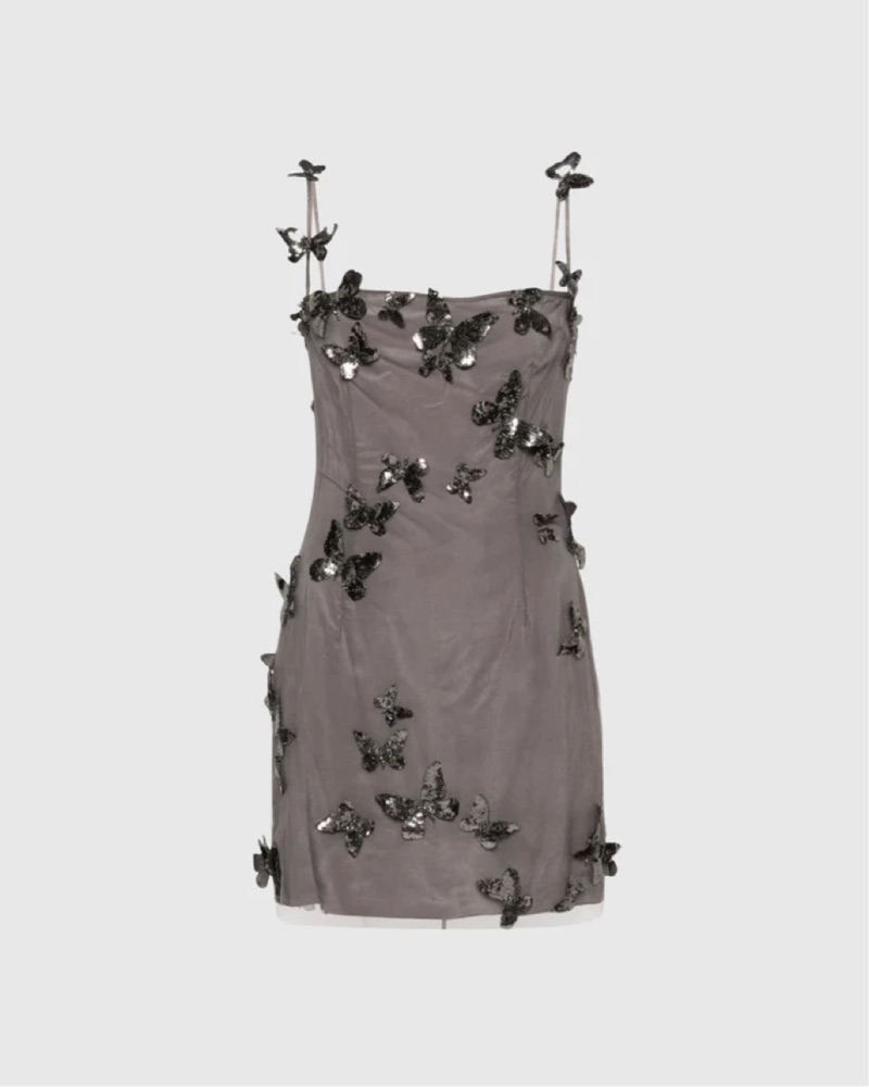 grey butterfly dress Black & Silver Grey Butterfly Cotton Maxi Dress
