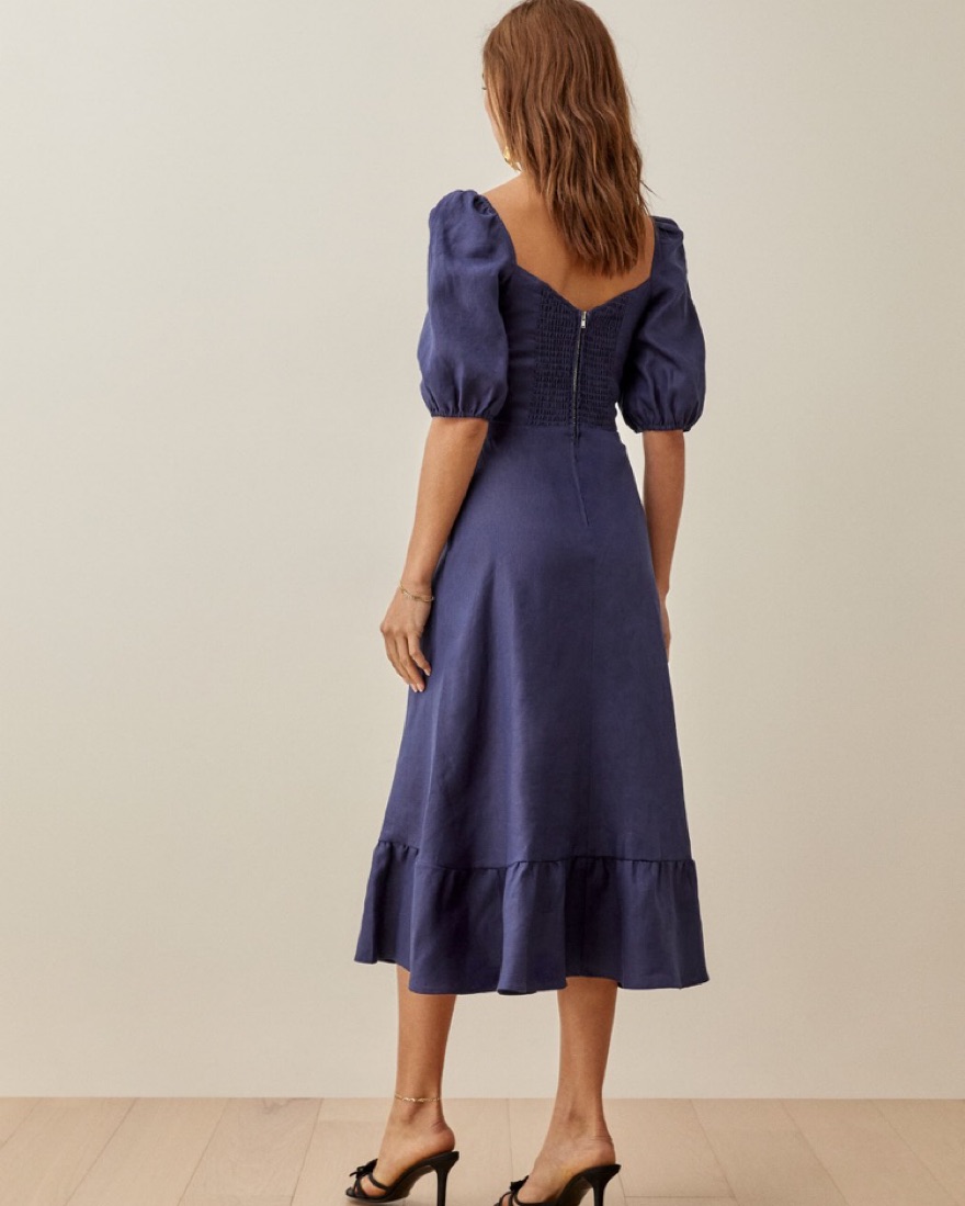 Reformation Belgium Linen Dress - Blue by Reformation - Pickle
