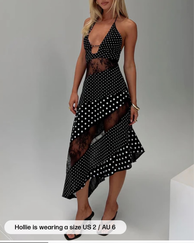 strapless open back dress Nellie Maxi Dress | Brown Polka Dot | Womens