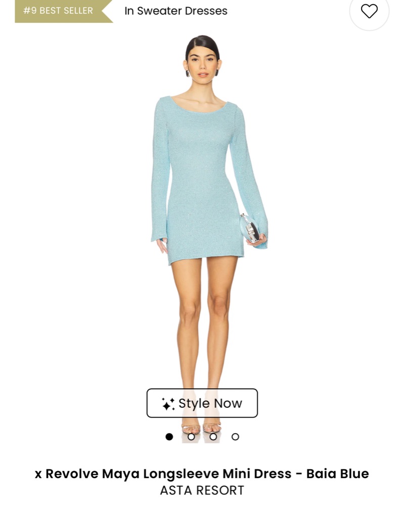 Revolve Maya Longsleeve Mini Dress Blue by Asta Resort - Pickle