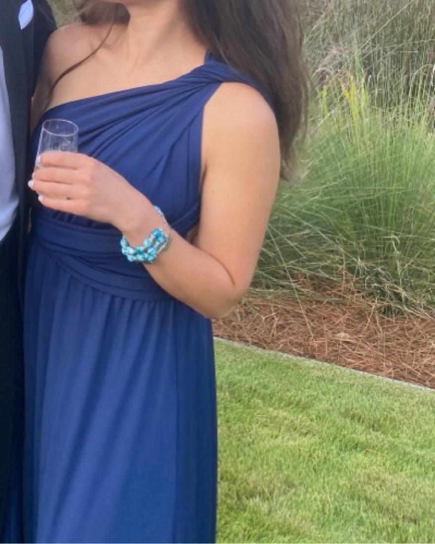 Elegant Navy Blue Multi-tie Dress - Image 3