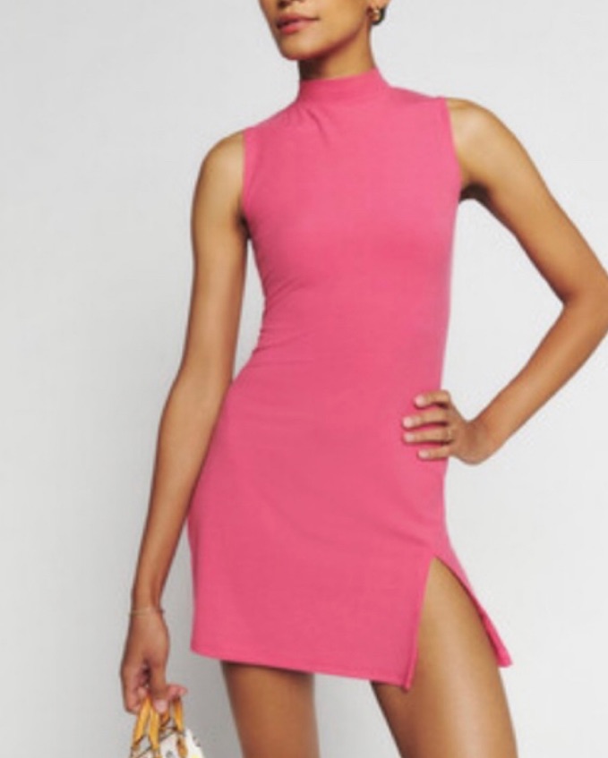 Reformation Pink Mock Neck Mini Dress by Reformation - Pickle