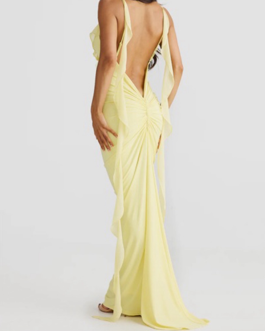 melani the label green dress MÉLANI The Label JIANI Low Back Dress Chartreuse / S AUS main image 0